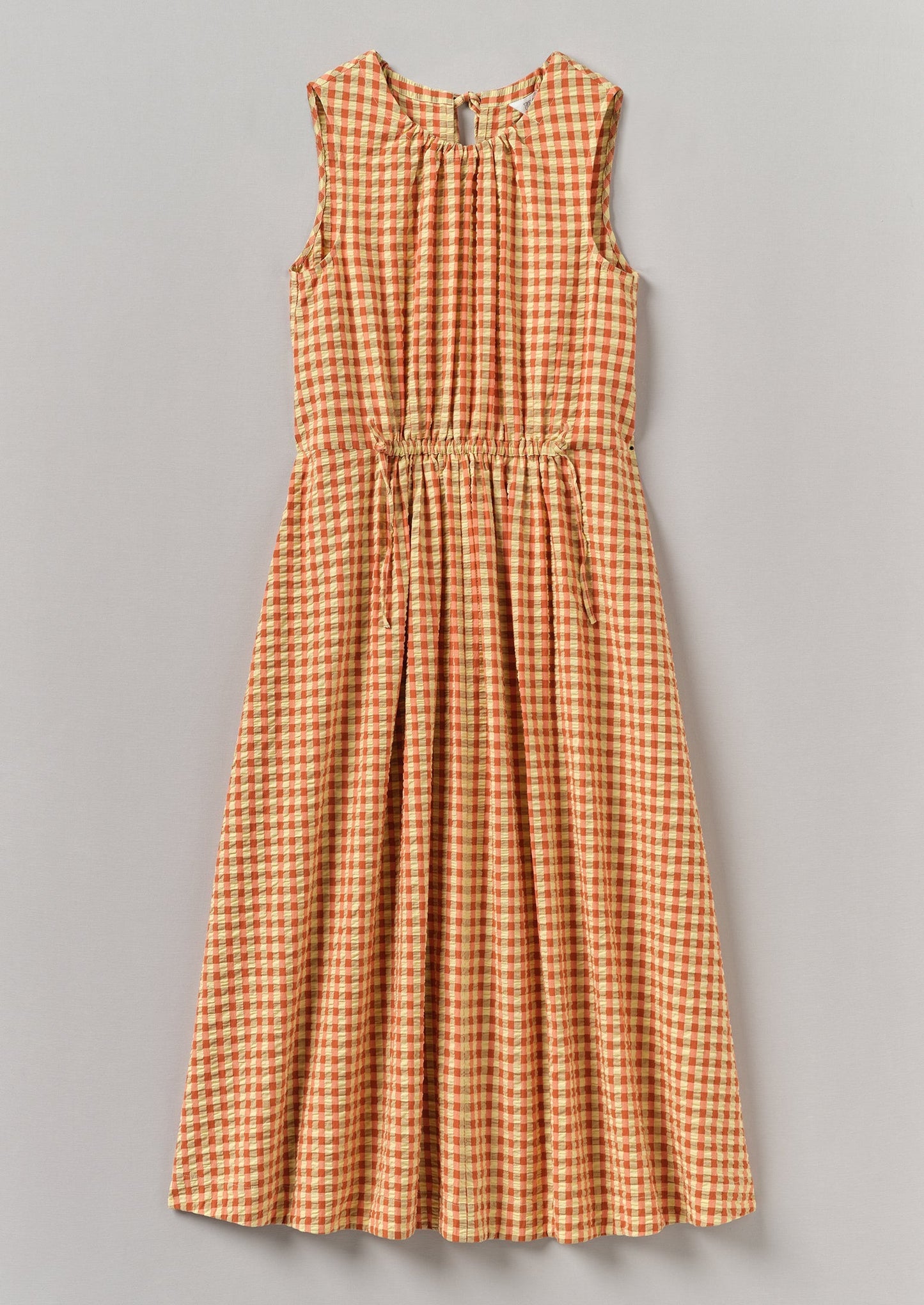 Abito in cotone a quadretti Seersucker | Giallo narciso / Arancione papavero