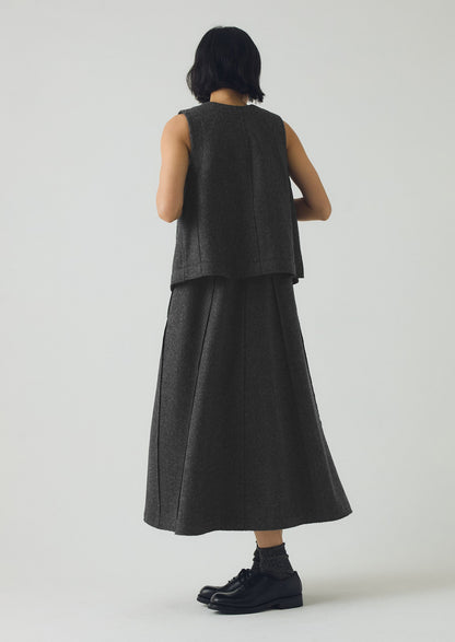 Abito in twill di lana cotta con cuciture sovrapposte | Antracite