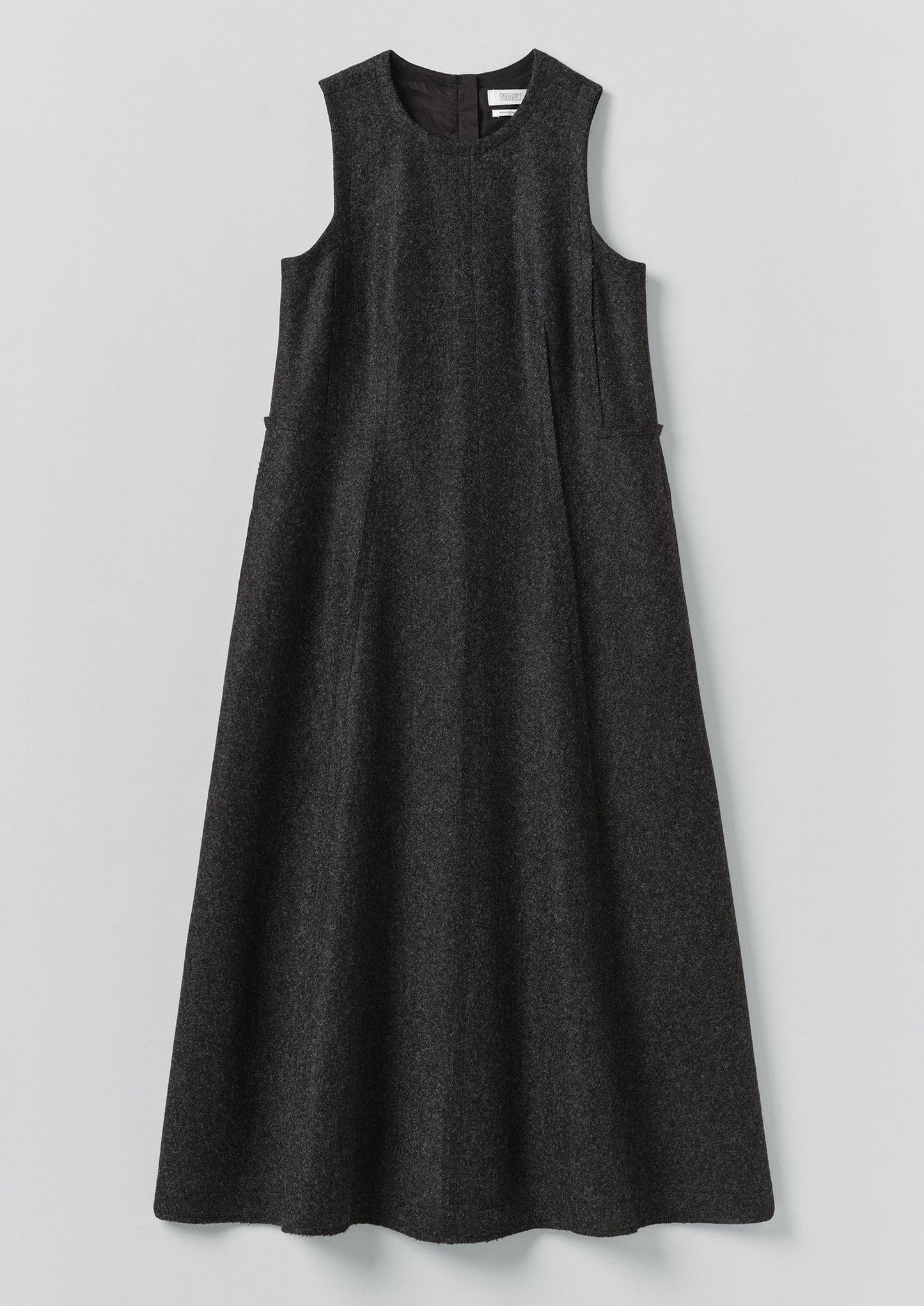 Abito in twill di lana cotta con cuciture sovrapposte | Antracite