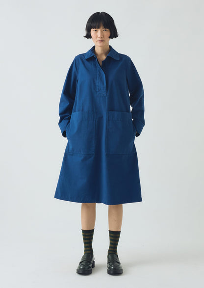 Abito tunica da lavoro in cotone | Blu cobalto