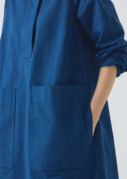 Abito tunica da lavoro in cotone | Blu cobalto
