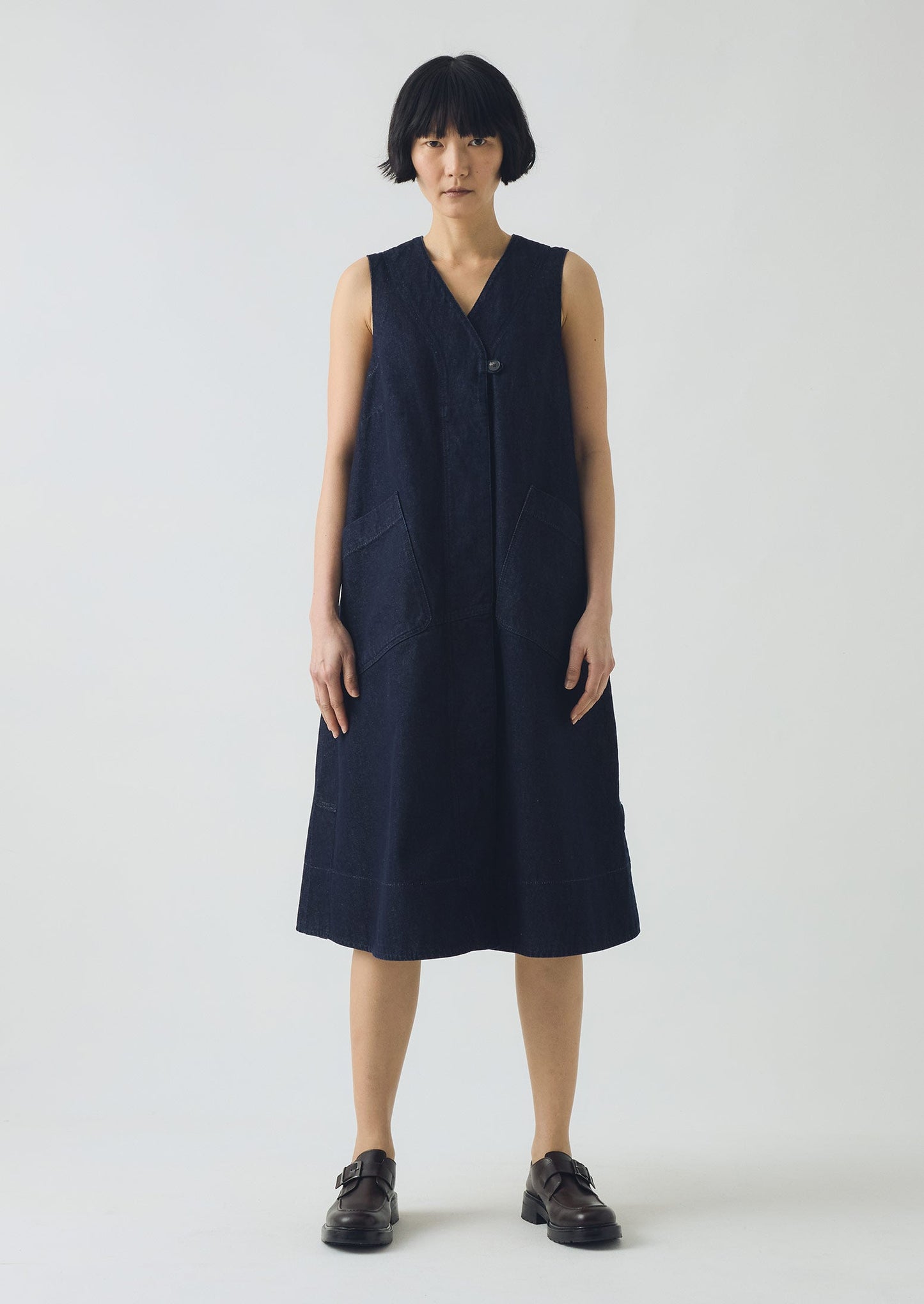 Abito tunica in denim a trapezio | Indaco