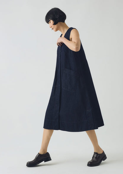 Abito tunica in denim a trapezio | Indaco