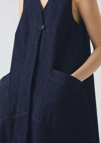 Abito tunica in denim a trapezio | Indaco