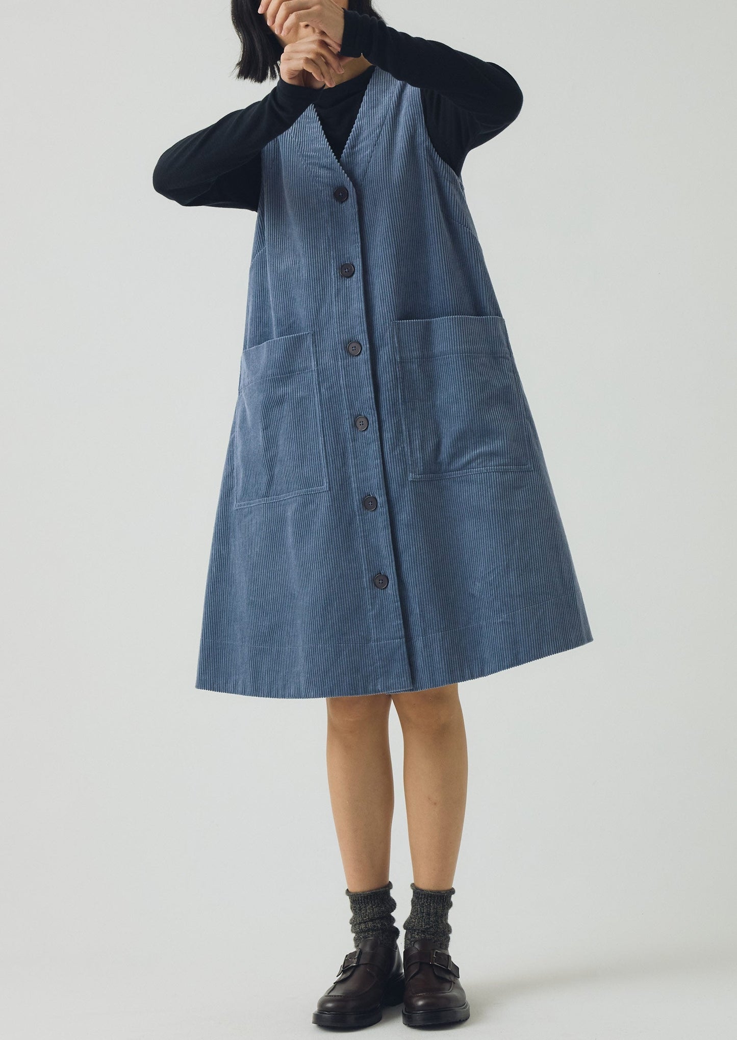 Abito a trapezio in velluto a coste organico | Myrtle