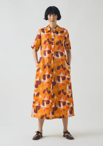 Abito camicia fluido con stampa Paintbox | Zenzero