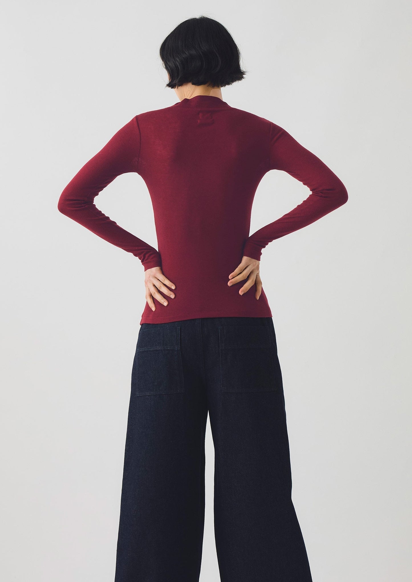 Maglietta a collo alto in lana e lyocell Aster | Bordeaux