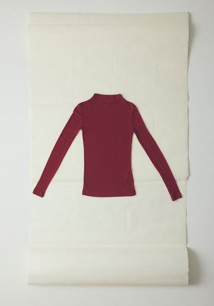 Maglietta a collo alto in lana e lyocell Aster | Bordeaux