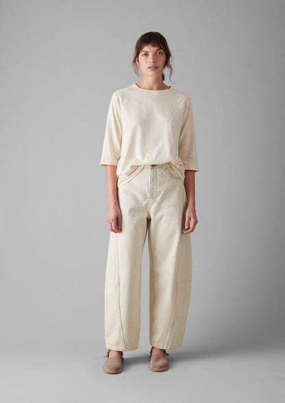 Maglietta raglan in cotone e canapa | Ecru