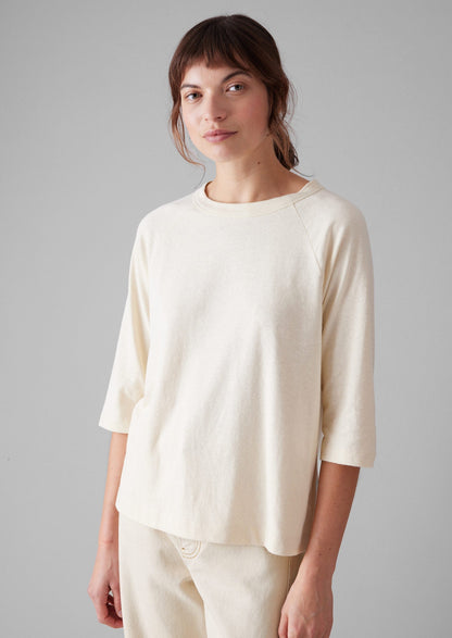 Maglietta raglan in cotone e canapa | Ecru