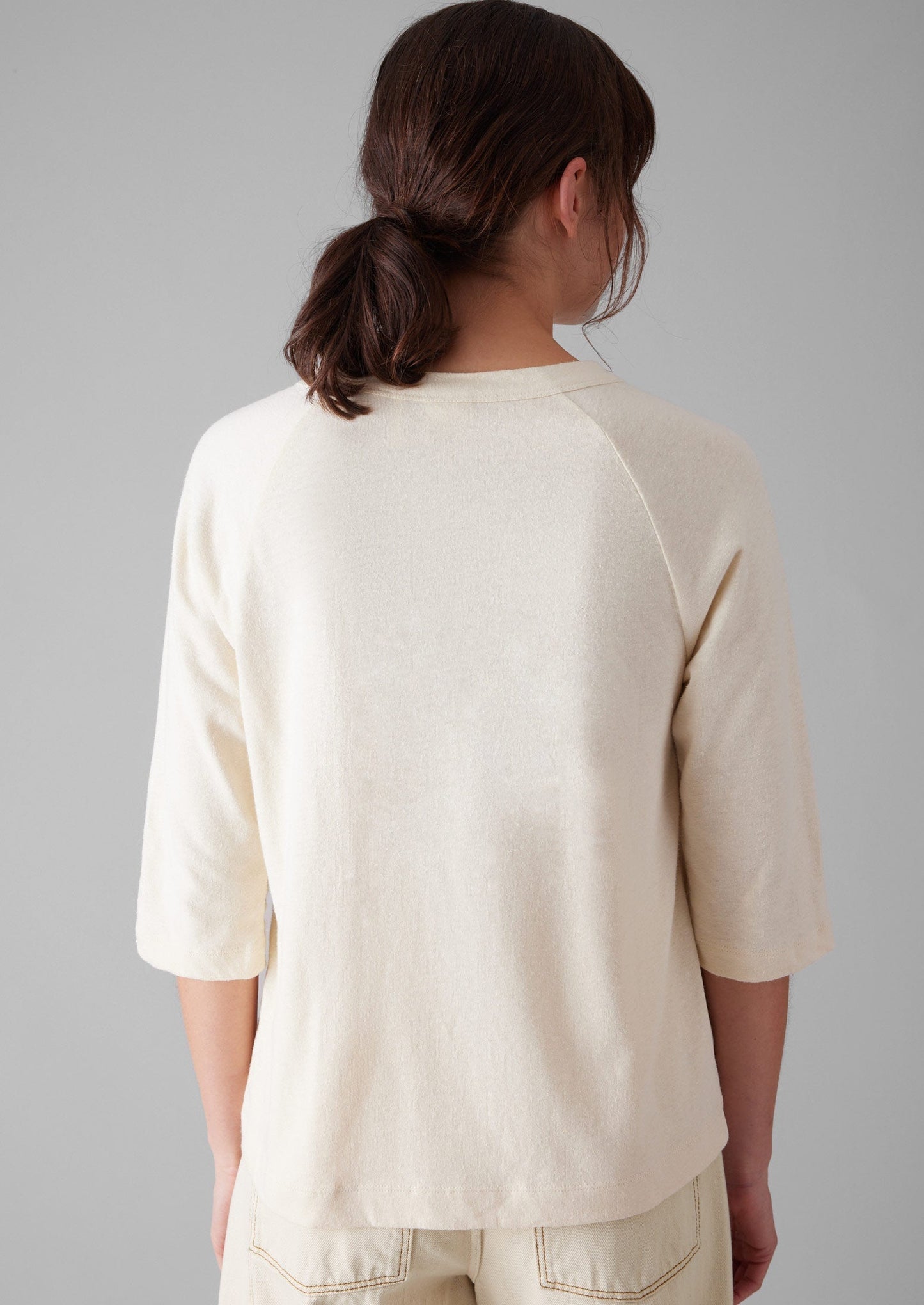 Maglietta raglan in cotone e canapa | Ecru