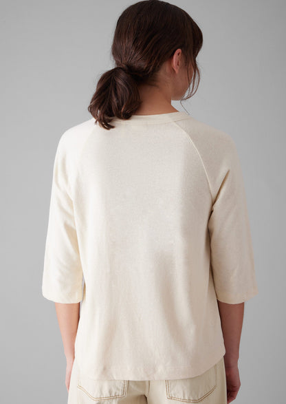 Maglietta raglan in cotone e canapa | Ecru