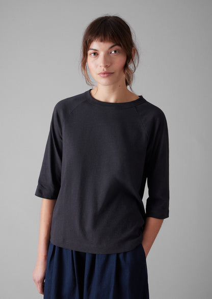 Maglietta raglan in cotone e canapa | Ardesia