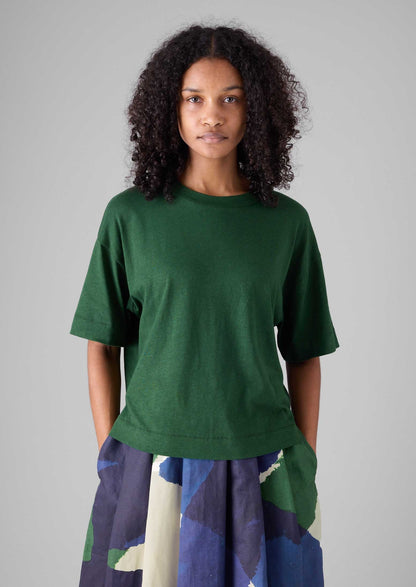 Maglietta squadrata in cotone e canapa | Verde washi