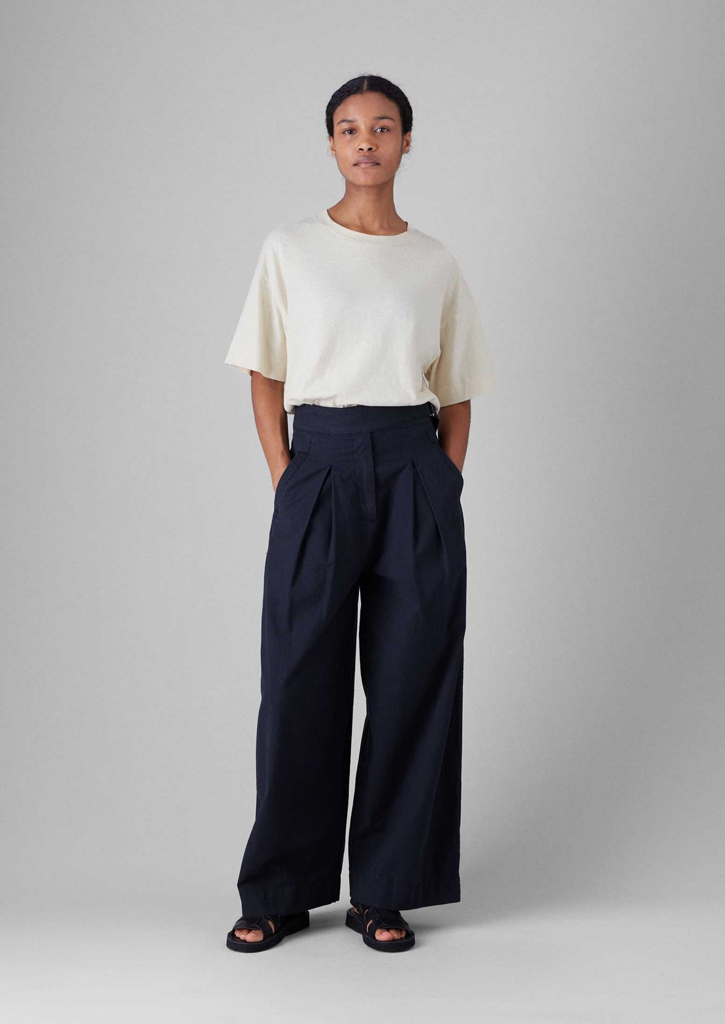 Maglietta squadrata in cotone e canapa | Ecru