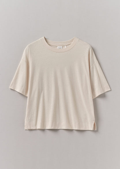 Maglietta squadrata in cotone e canapa | Ecru