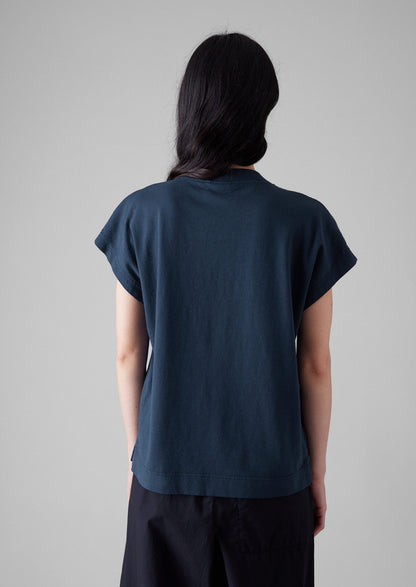 Maglietta senza maniche con scollo a coste | Raven Blue