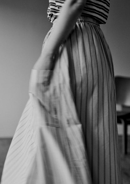 Maglietta senza maniche a righe | Verde oliva scuro/Ecru