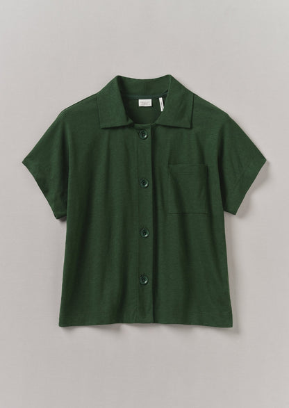 Camicia in jersey di cotone e canapa | Verde washi