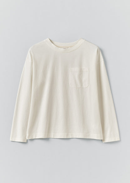 T-shirt in cotone con tasca applicata | Bianco carta