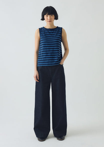 Canotta in cotone a righe | Blu navy/blu celeste