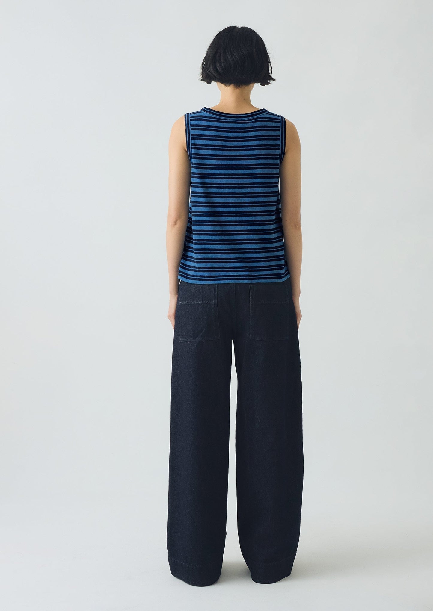 Canotta in cotone a righe | Blu navy/blu celeste