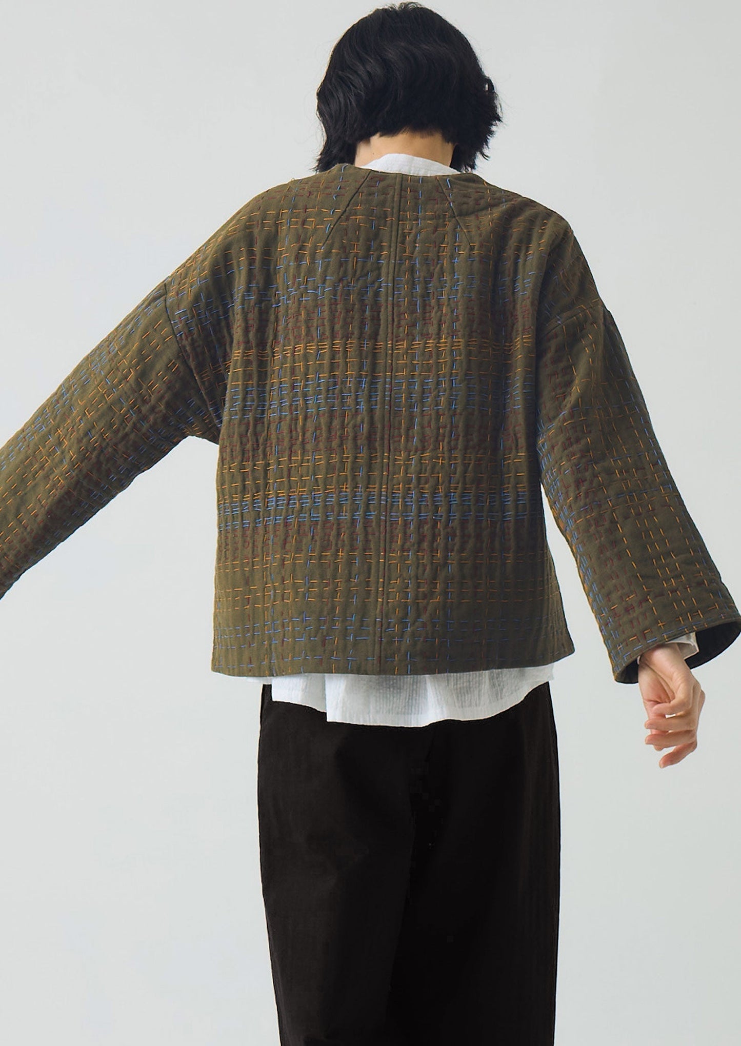 Giacca in tweed di cotone Kantha | Multicolore