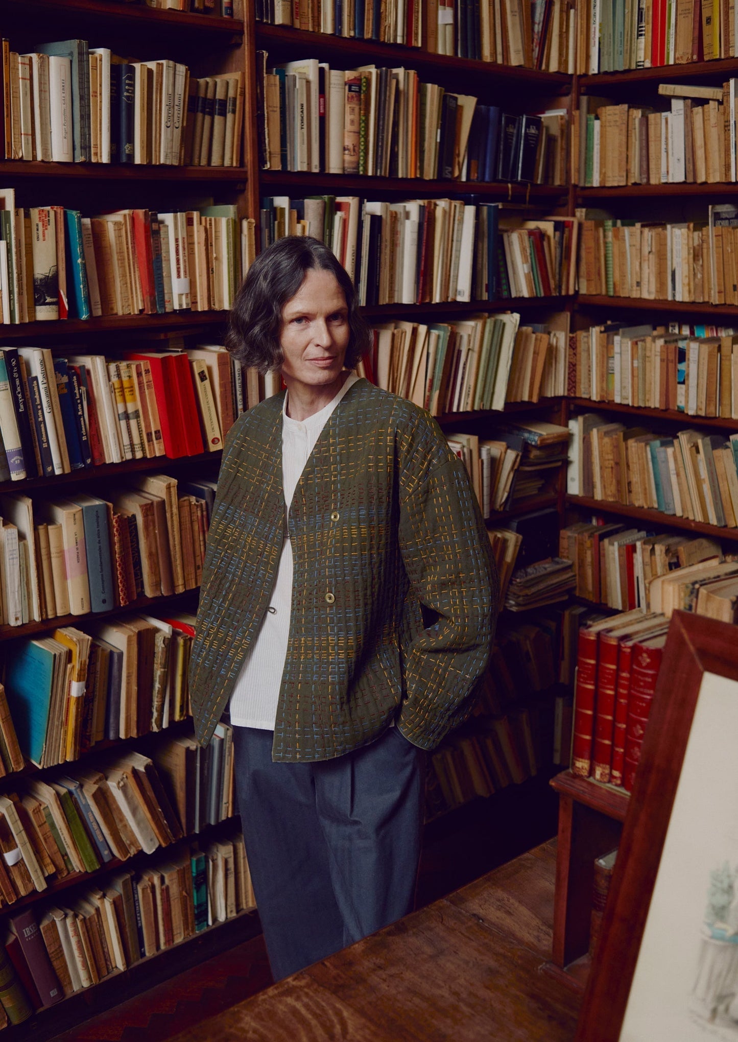 Giacca in tweed di cotone Kantha | Multicolore