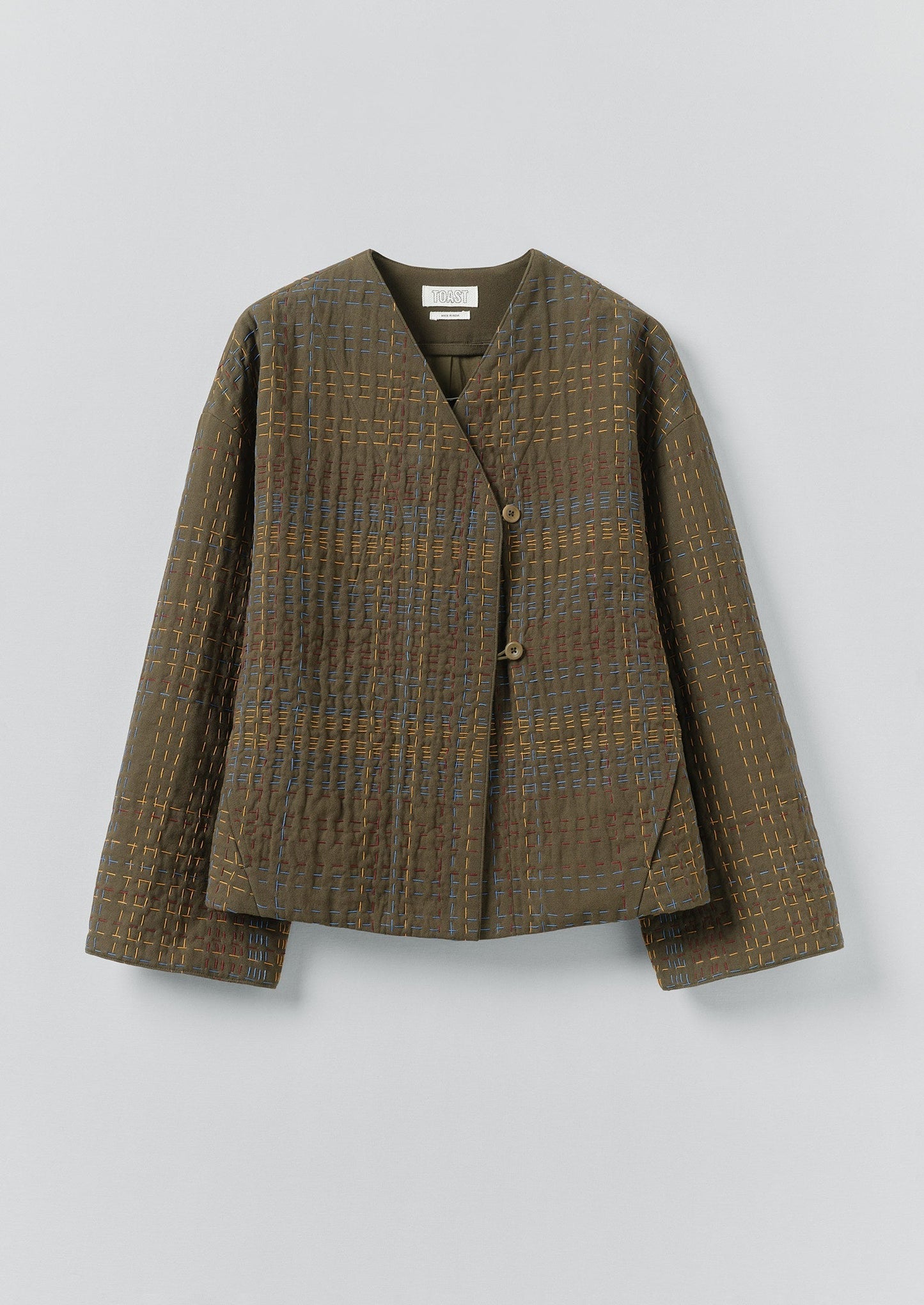 Giacca in tweed di cotone Kantha | Multicolore