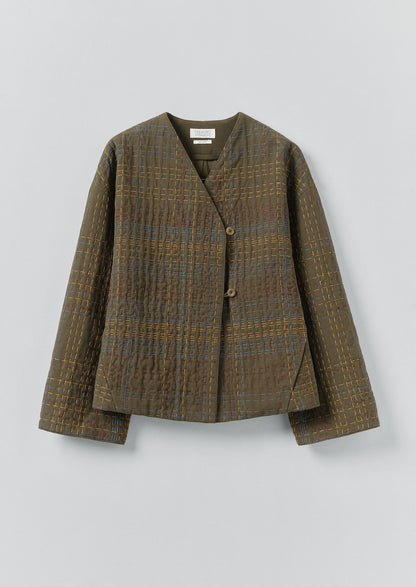 Giacca in tweed di cotone Kantha | Multicolore