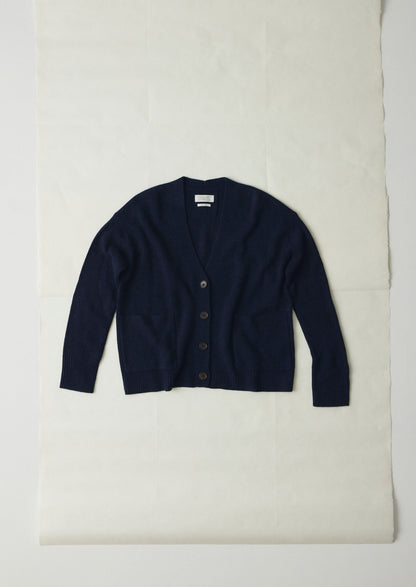 Cardigan squadrato in lana e cashmere Ffion | Blu navy scuro