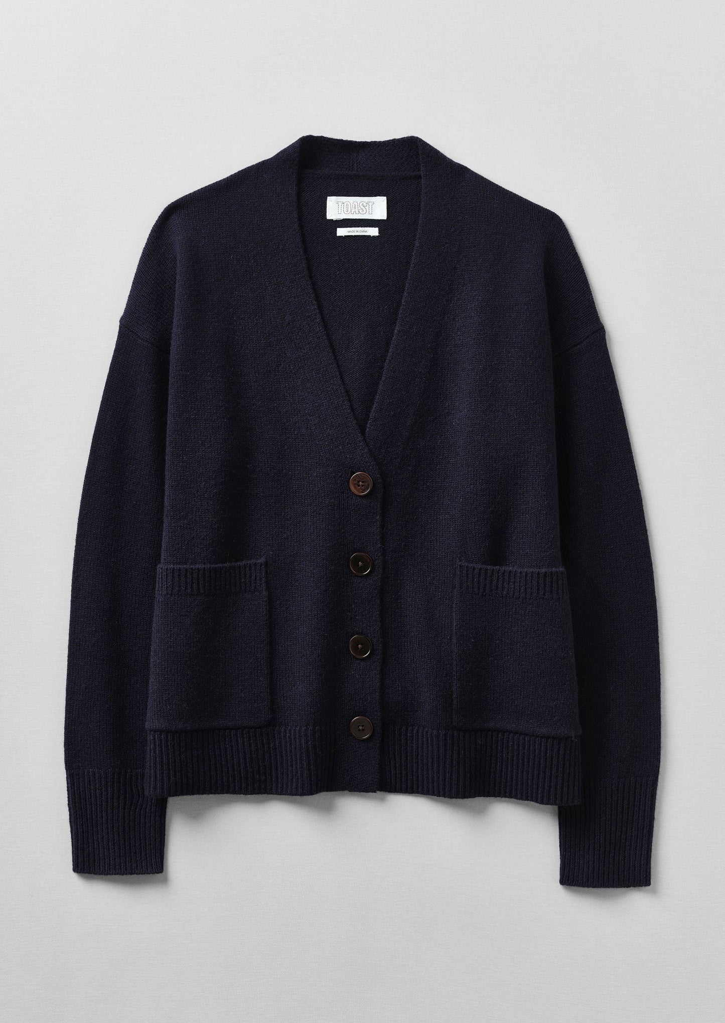 Cardigan squadrato in lana e cashmere Ffion | Blu navy scuro