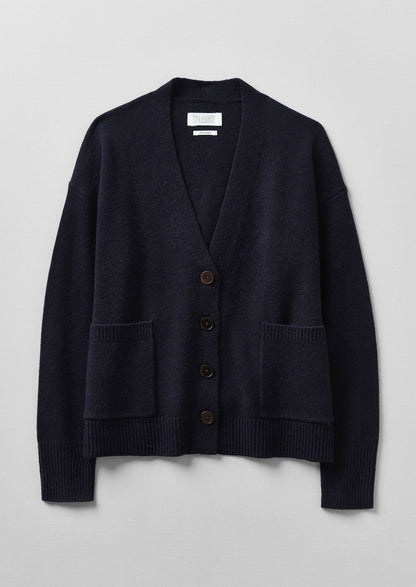 Cardigan squadrato in lana e cashmere Ffion | Blu navy scuro