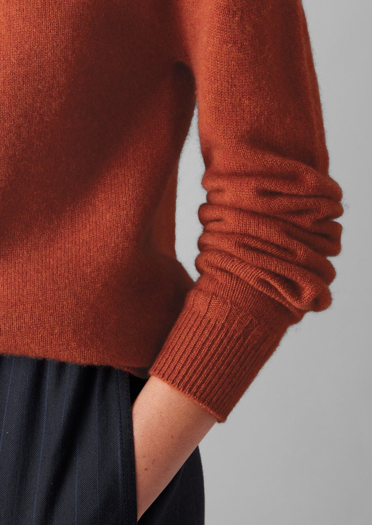 Maglione girocollo in lana e cashmere | Terracotta