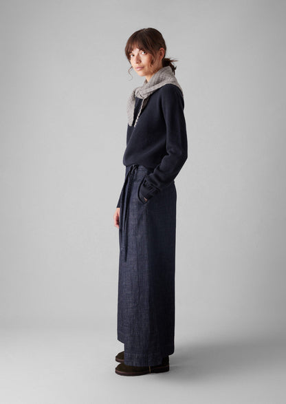 Maglione girocollo in lana e cashmere | Blu navy scuro