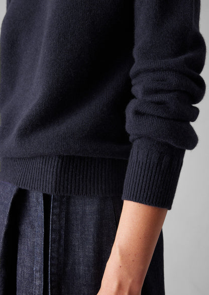 Maglione girocollo in lana e cashmere | Blu navy scuro