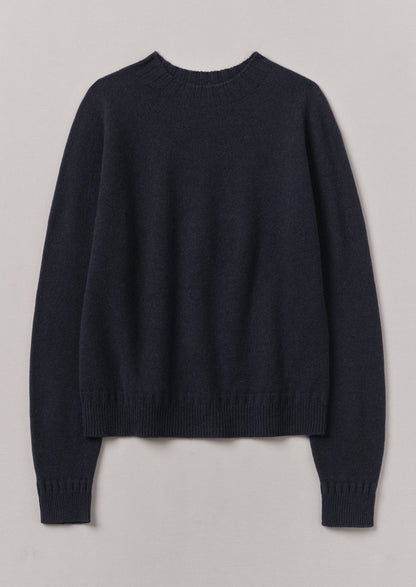 Maglione girocollo in lana e cashmere | Blu navy scuro