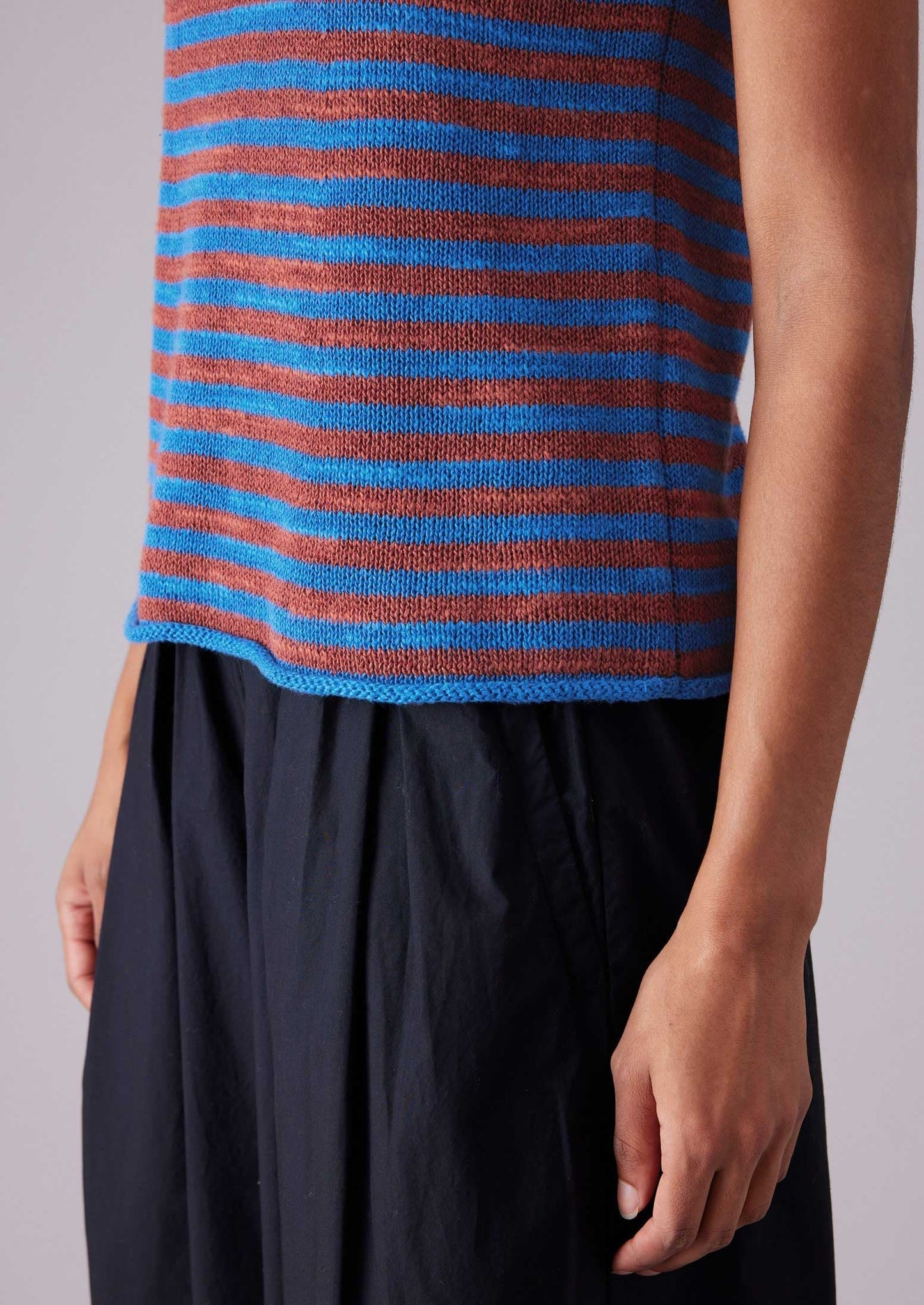 Gilet in maglia di lino e cotone a righe | Bluebird/Brick