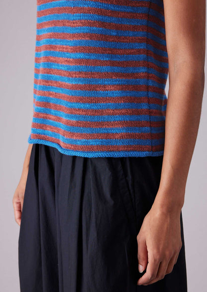 Gilet in maglia di lino e cotone a righe | Bluebird/Brick