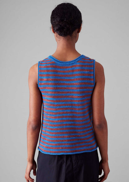 Gilet in maglia di lino e cotone a righe | Bluebird/Brick
