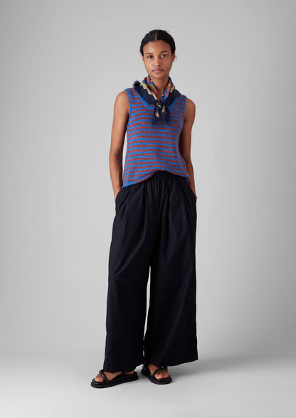 Gilet in maglia di lino e cotone a righe | Bluebird/Brick