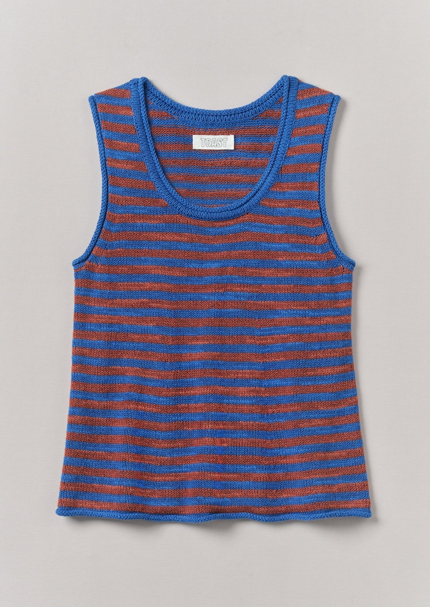 Gilet in maglia di lino e cotone a righe | Bluebird/Brick