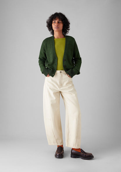 Cardigan con tasca applicata in lana e lino | Carciofo