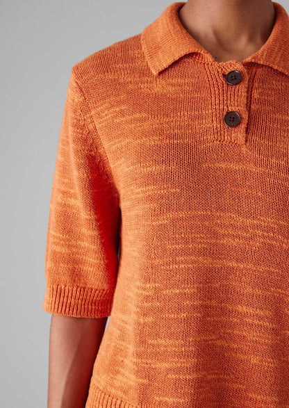 Maglia in lino e cotone slub | Papavero arancione