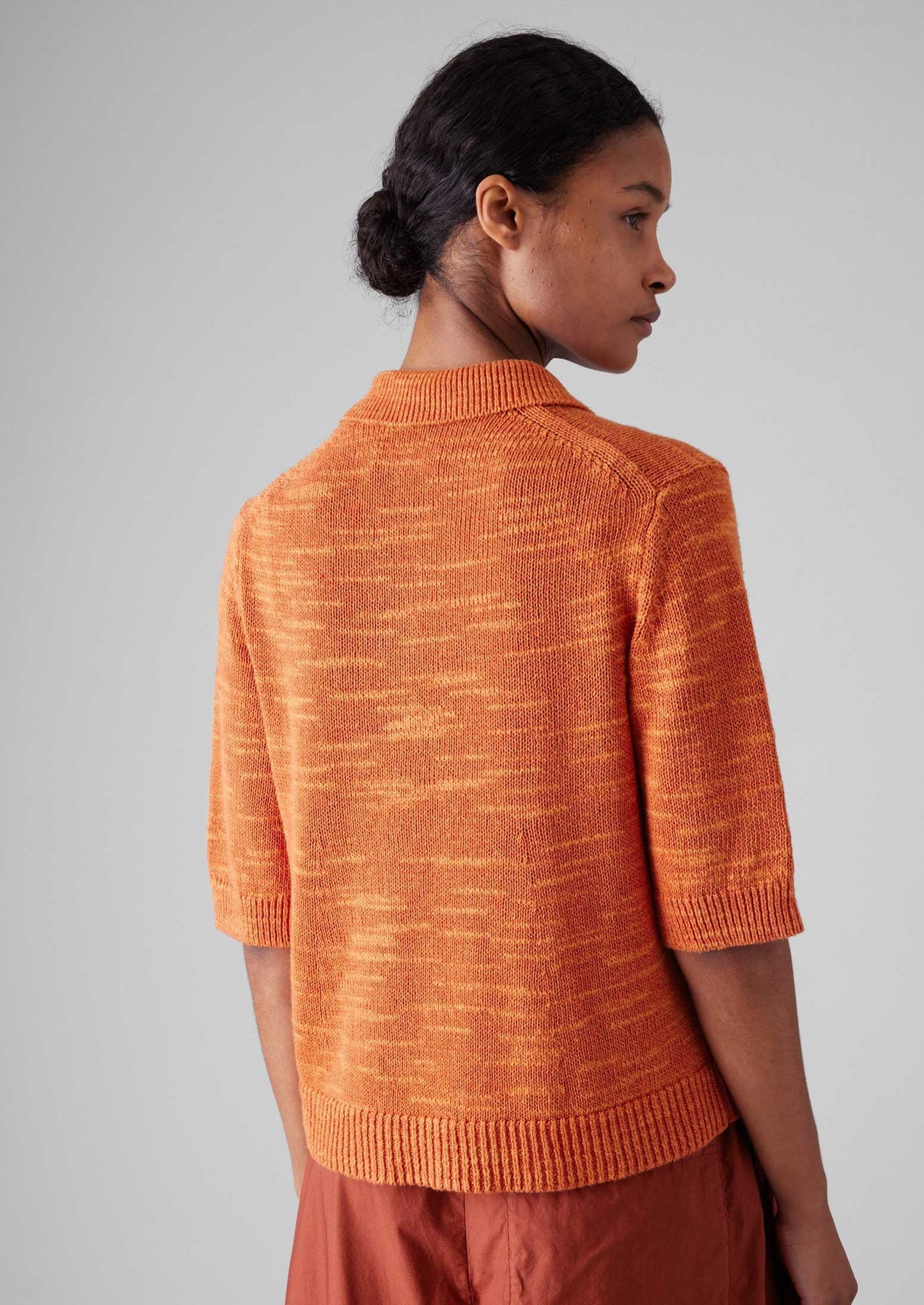 Maglia in lino e cotone slub | Papavero arancione