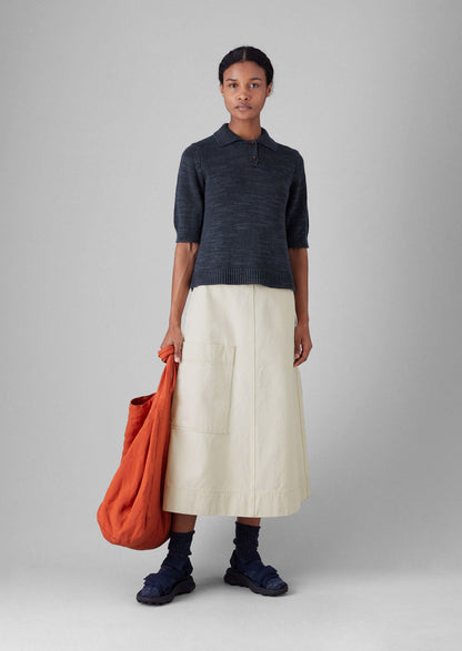 Maglia in lino e cotone slub | Blu navy scuro