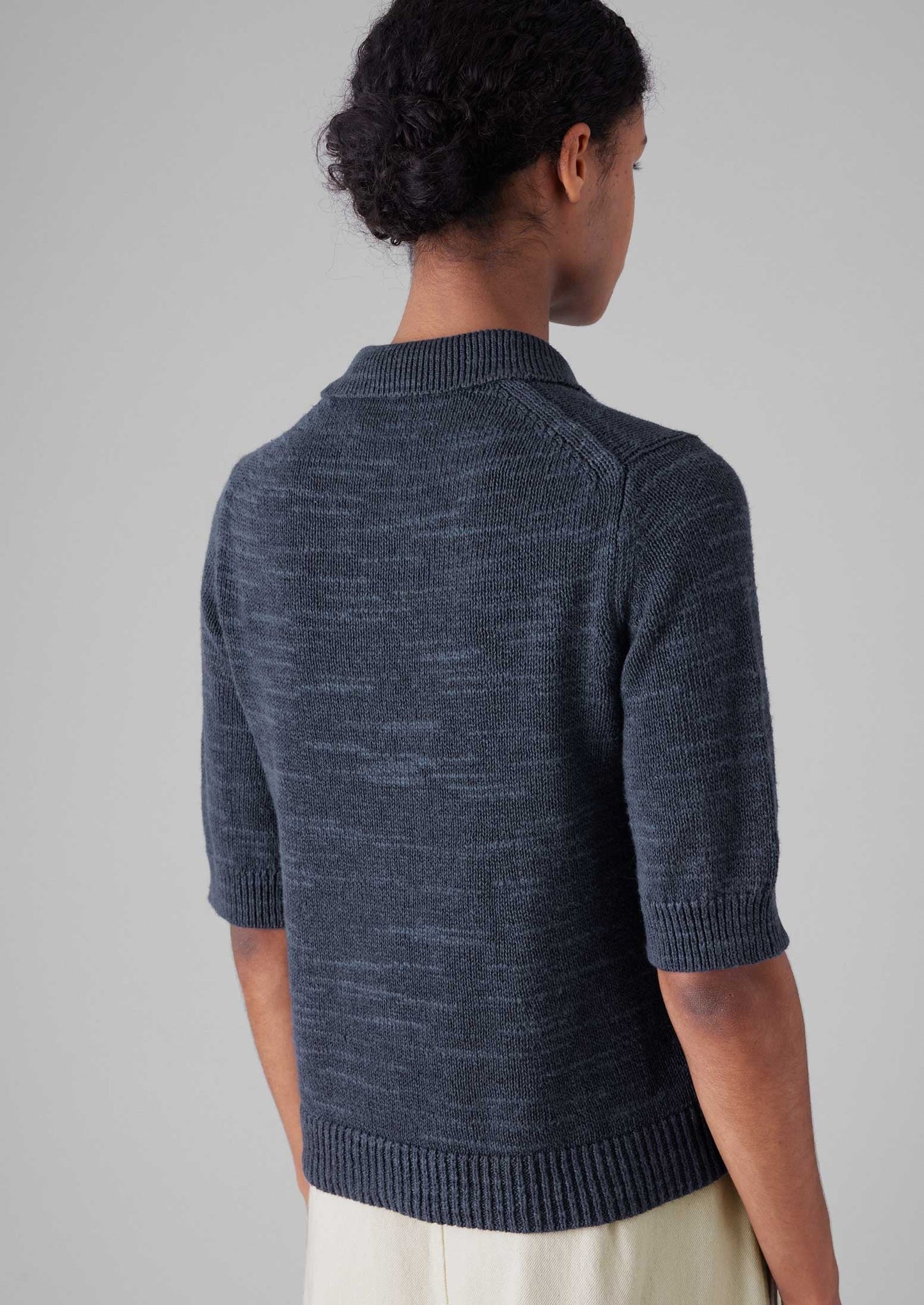 Maglia in lino e cotone slub | Blu navy scuro