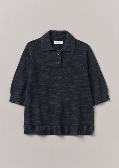 Maglia in lino e cotone slub | Blu navy scuro