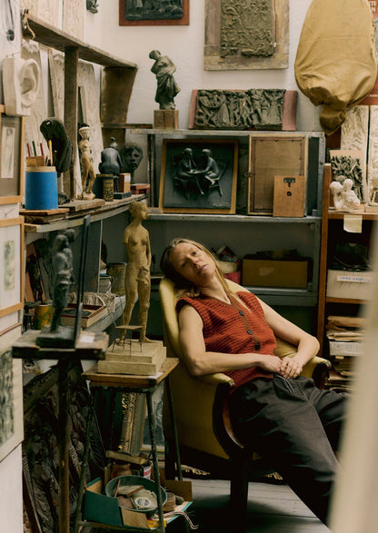 Canotta con scollo a V a righe Donegal | Mattone/Argilla rossa