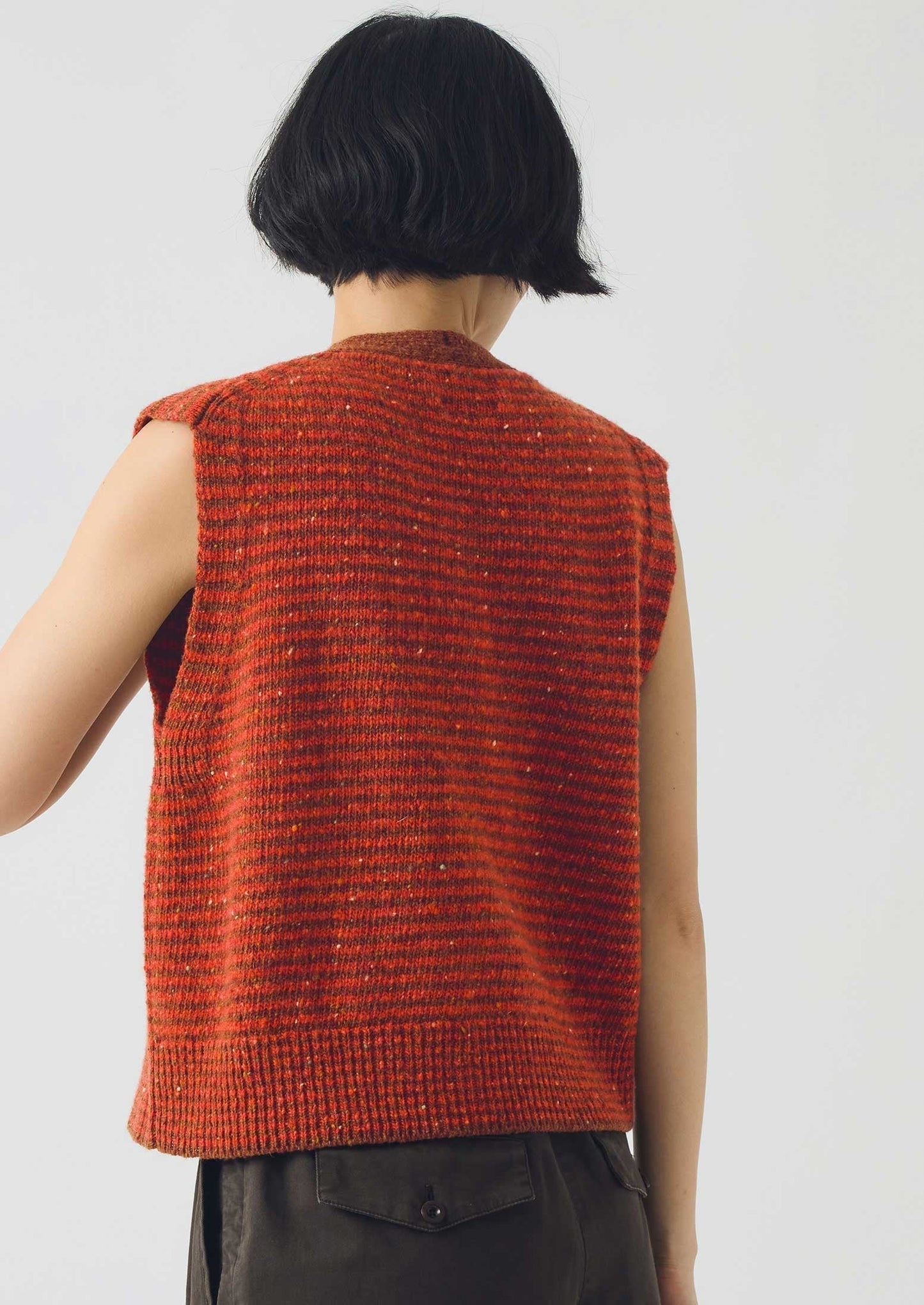 Canotta con scollo a V a righe Donegal | Mattone/Argilla rossa